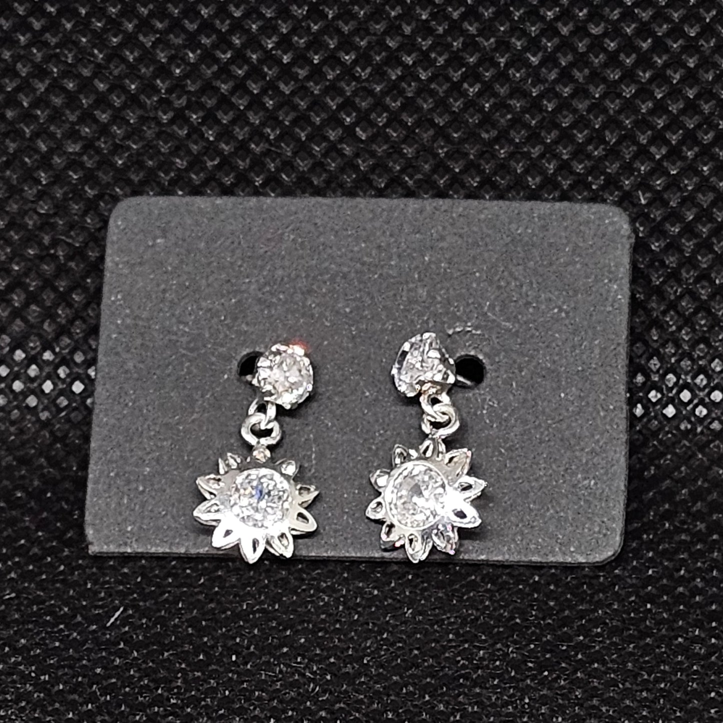Dangle Sun Earrings with CZ Stones & Secure Screwball Backs ½”