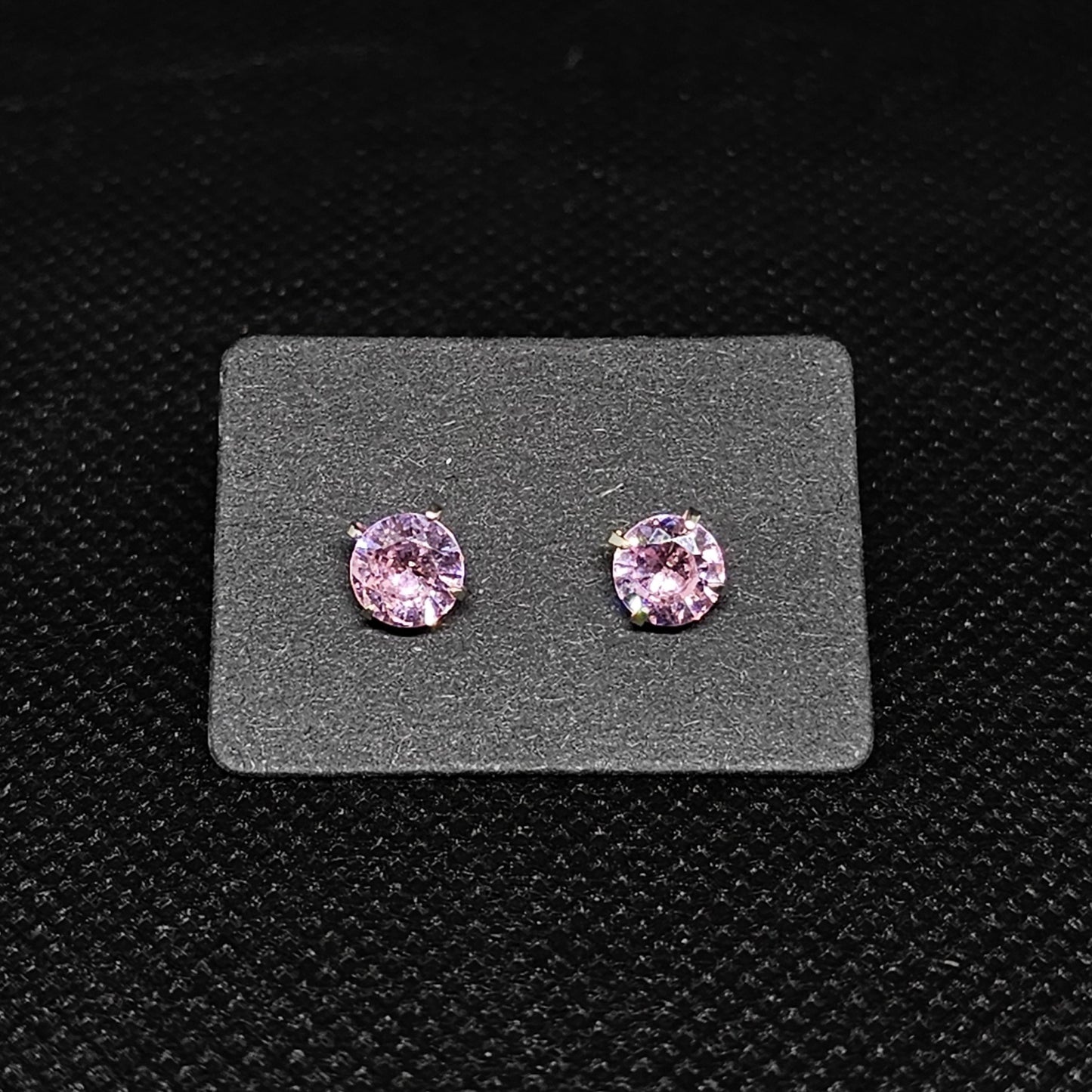 Pink Stud Earrings with CZ Stones & Secure Pushback Closure ¼”