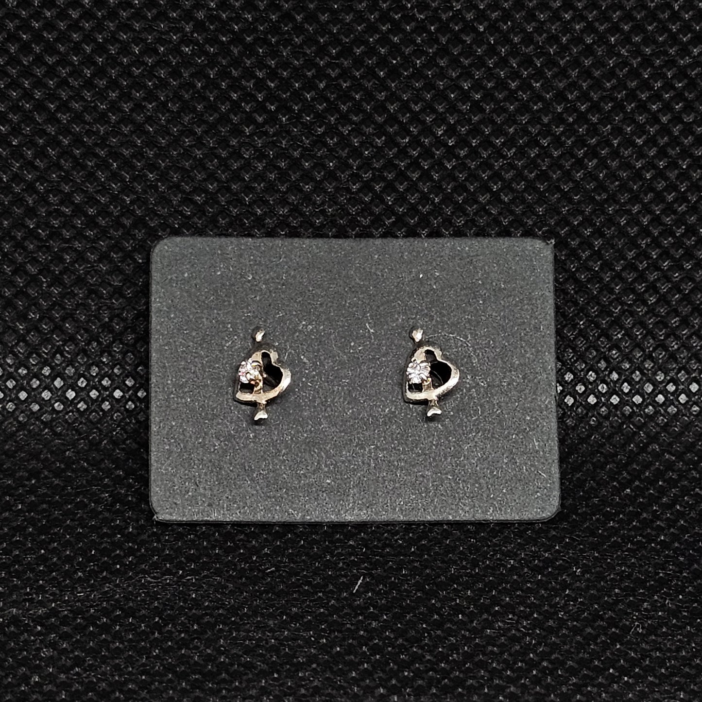 Arrow Heart Stud Earrings with CZ Stone & Secure Screwball Backs ¼”