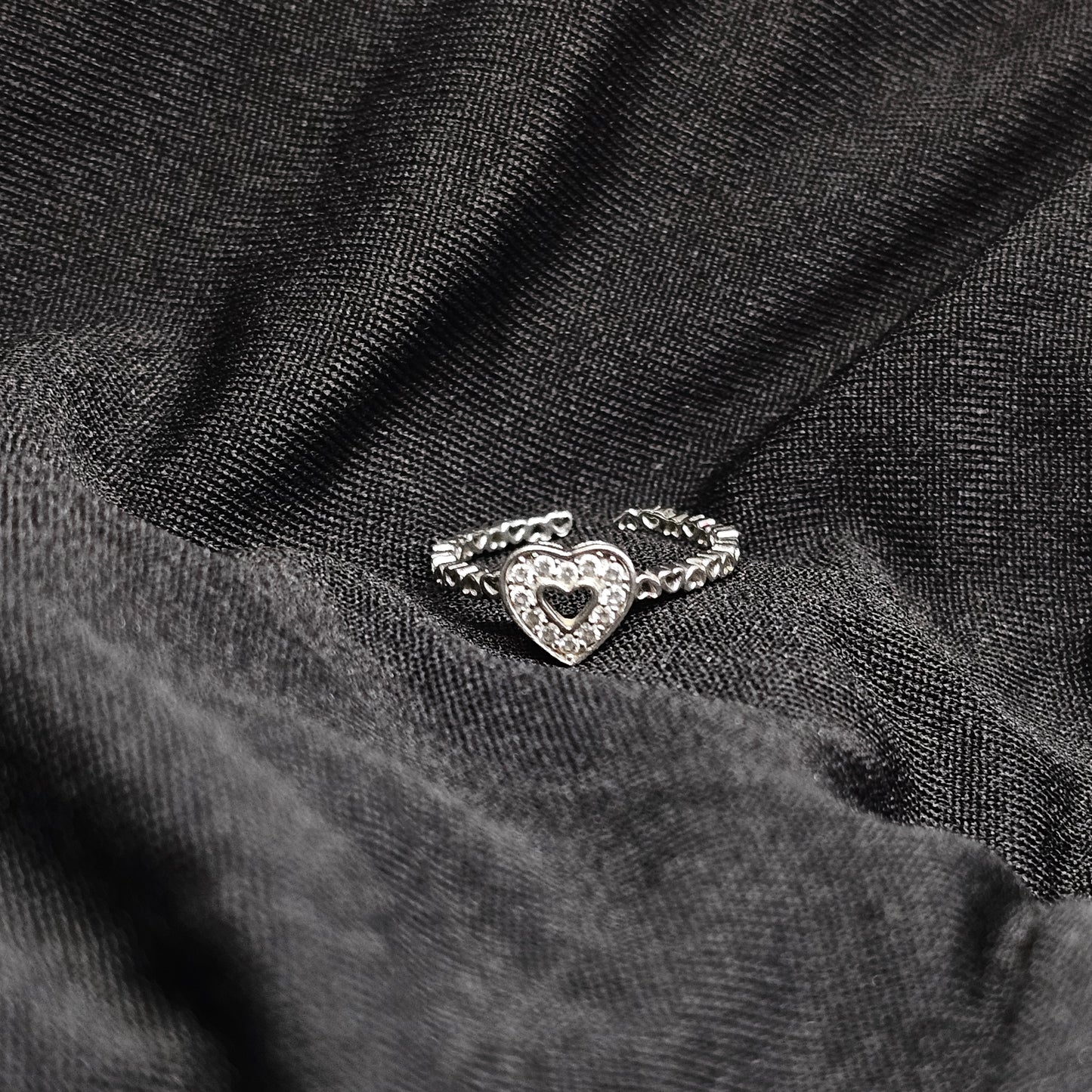 Petite Heart CZ Ring – Size 5, Silver-Tone, Dainty Love Band