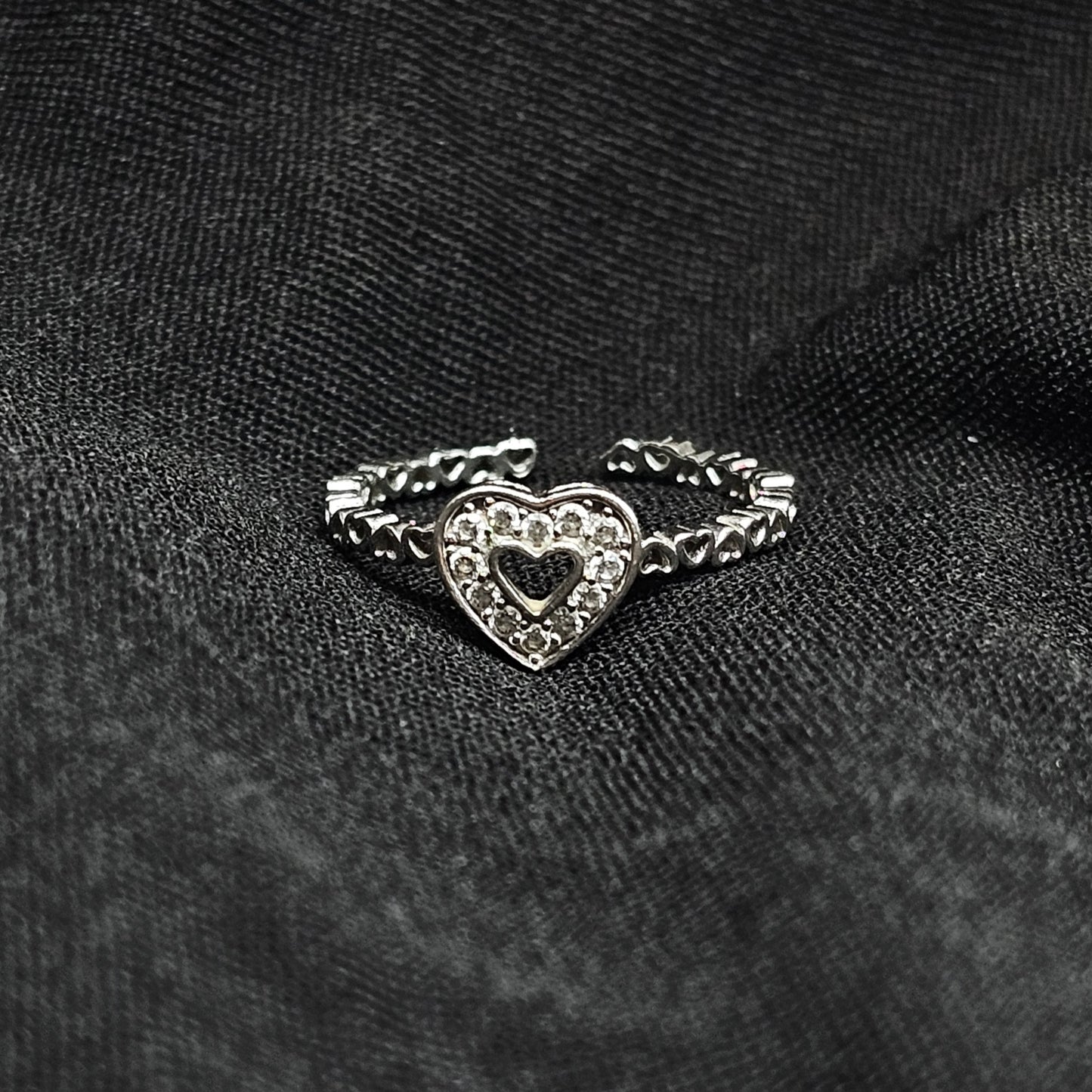 Petite Heart CZ Ring – Size 5, Silver-Tone, Dainty Love Band