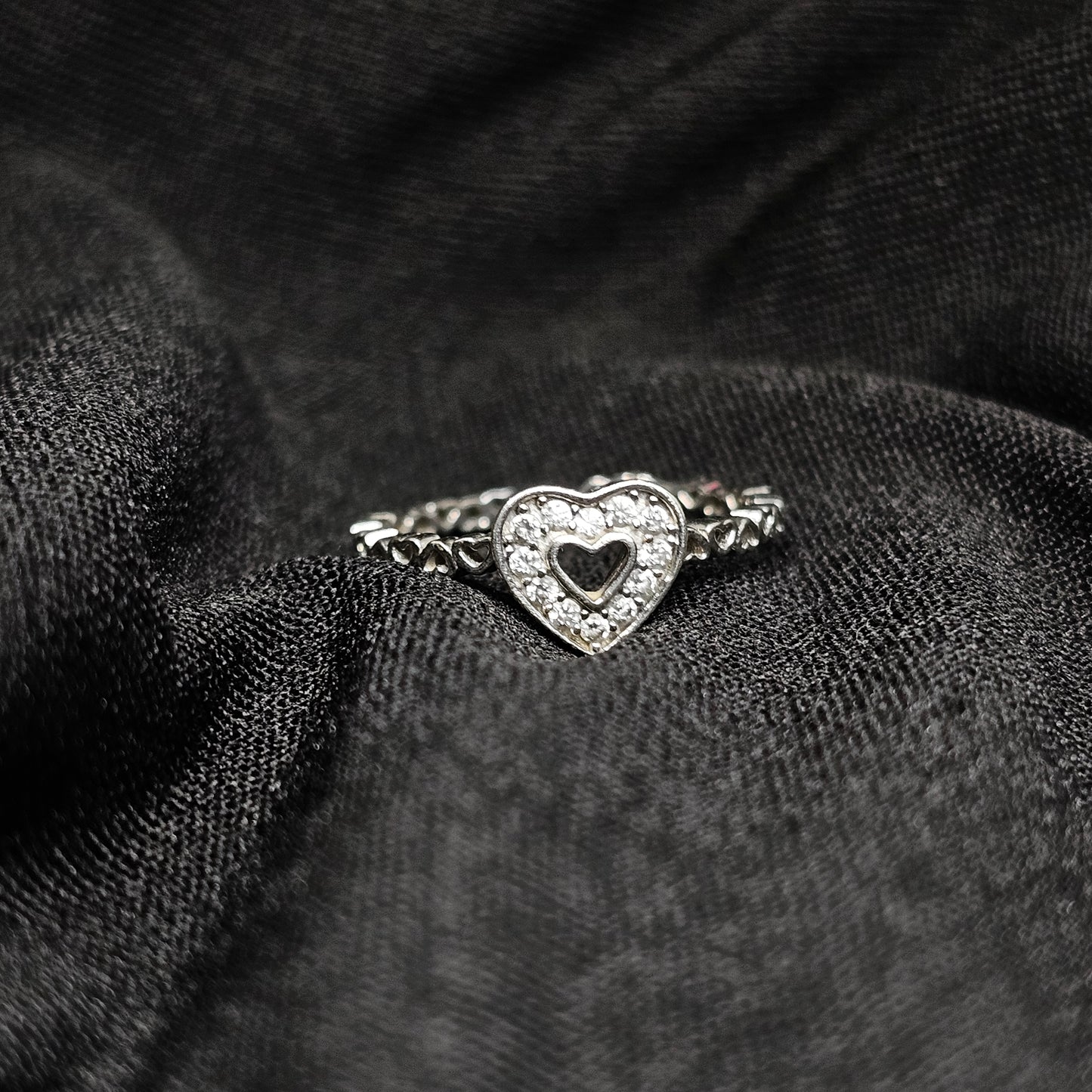 Petite Heart CZ Ring – Size 5, Silver-Tone, Dainty Love Band