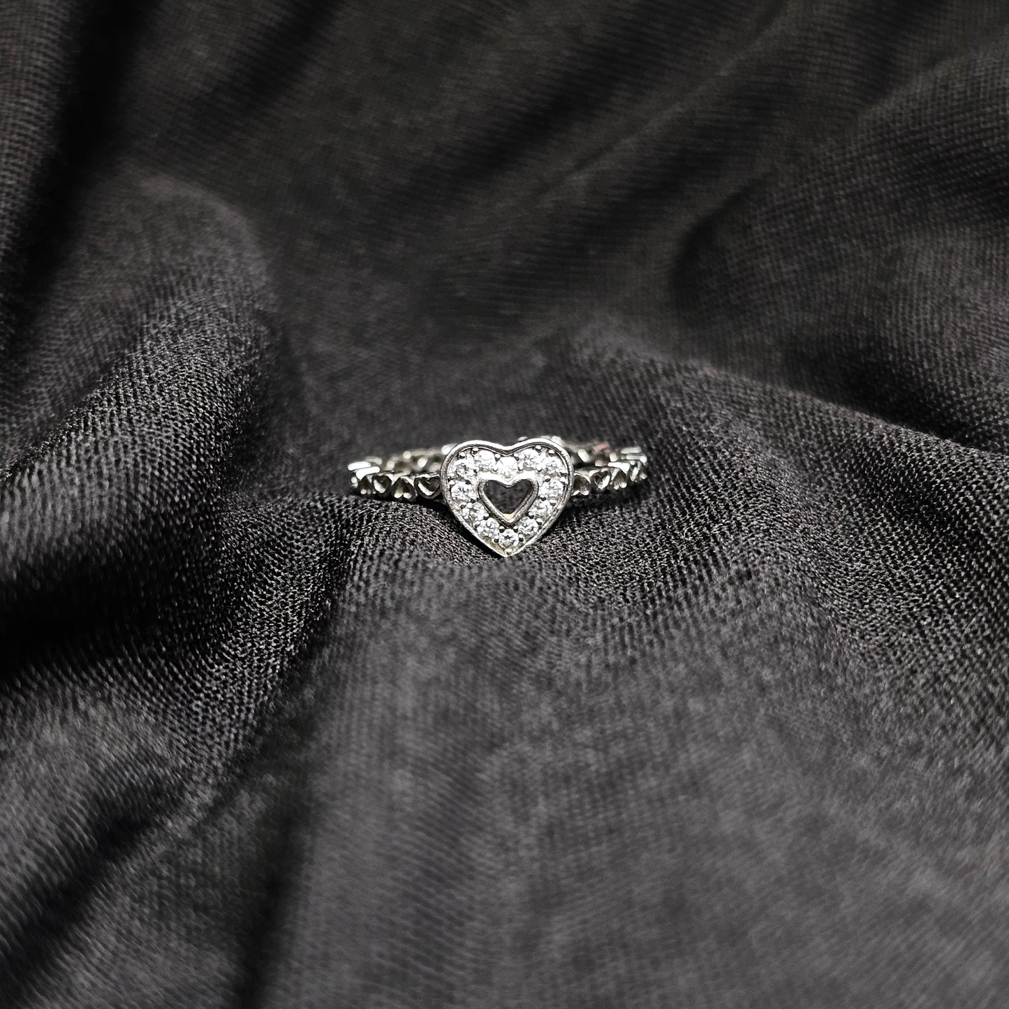 Petite Heart CZ Ring – Size 5, Silver-Tone, Dainty Love Band