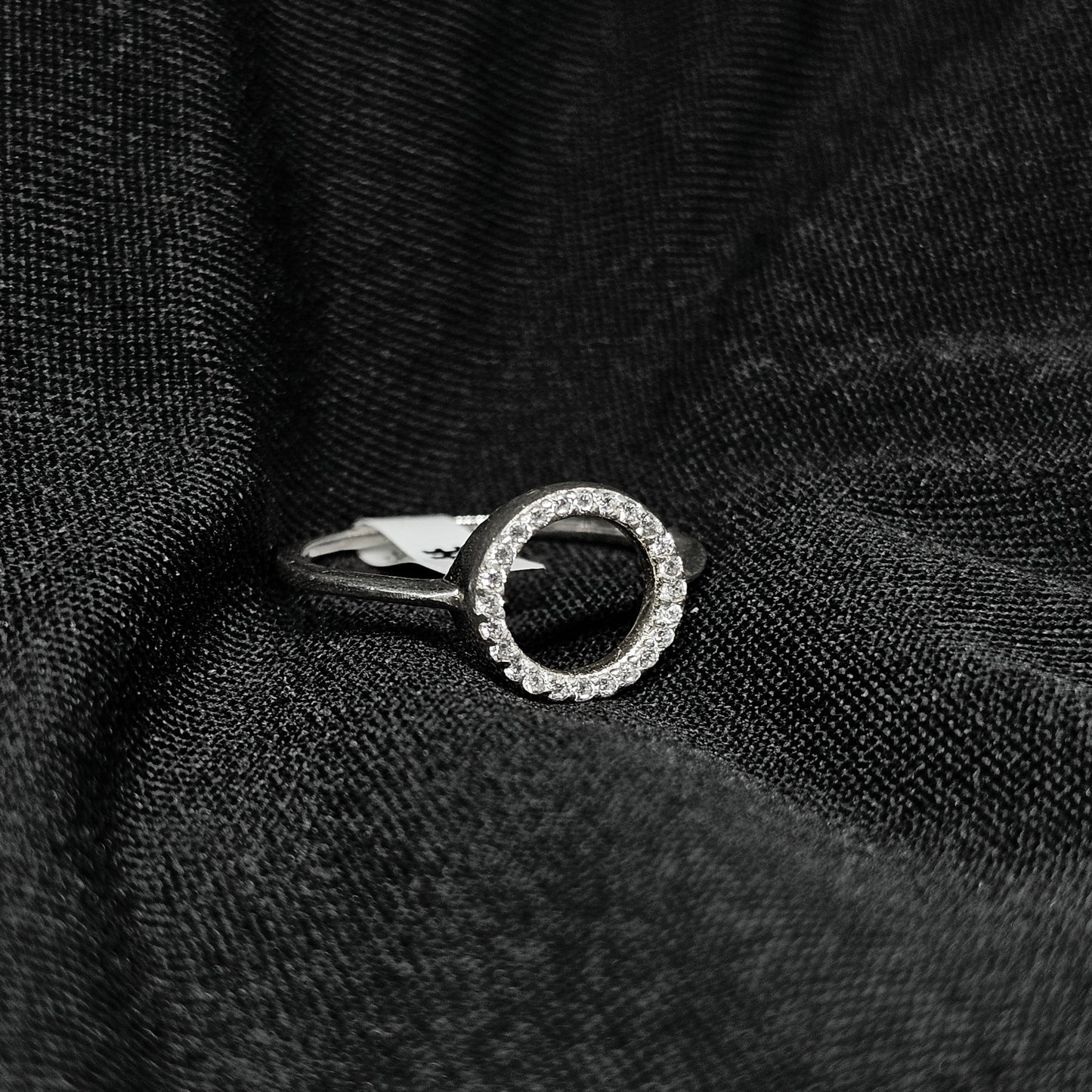 Sterling Silver Circle Ring with Cubic Zirconia – Size 6