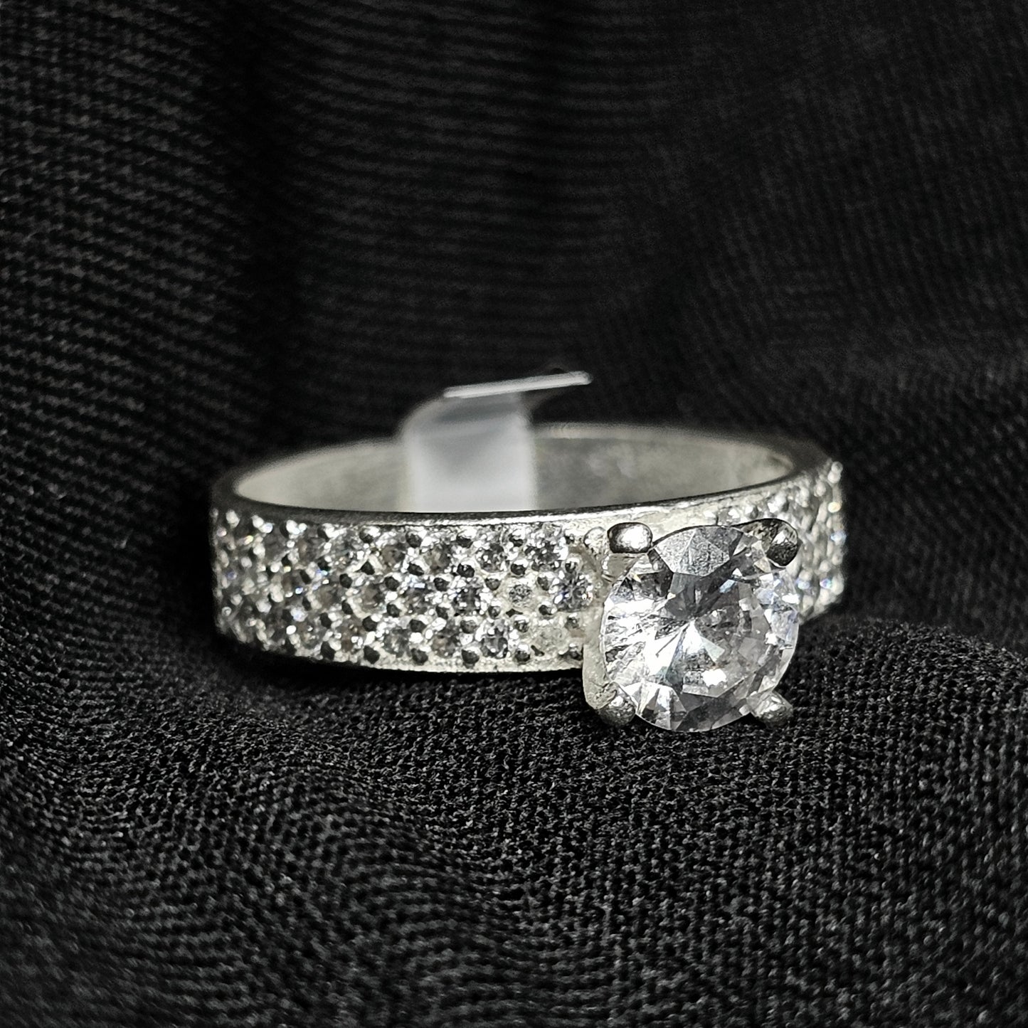925 Silver Round CZ Engagement Ring – Size 6.5 Sparkling Band