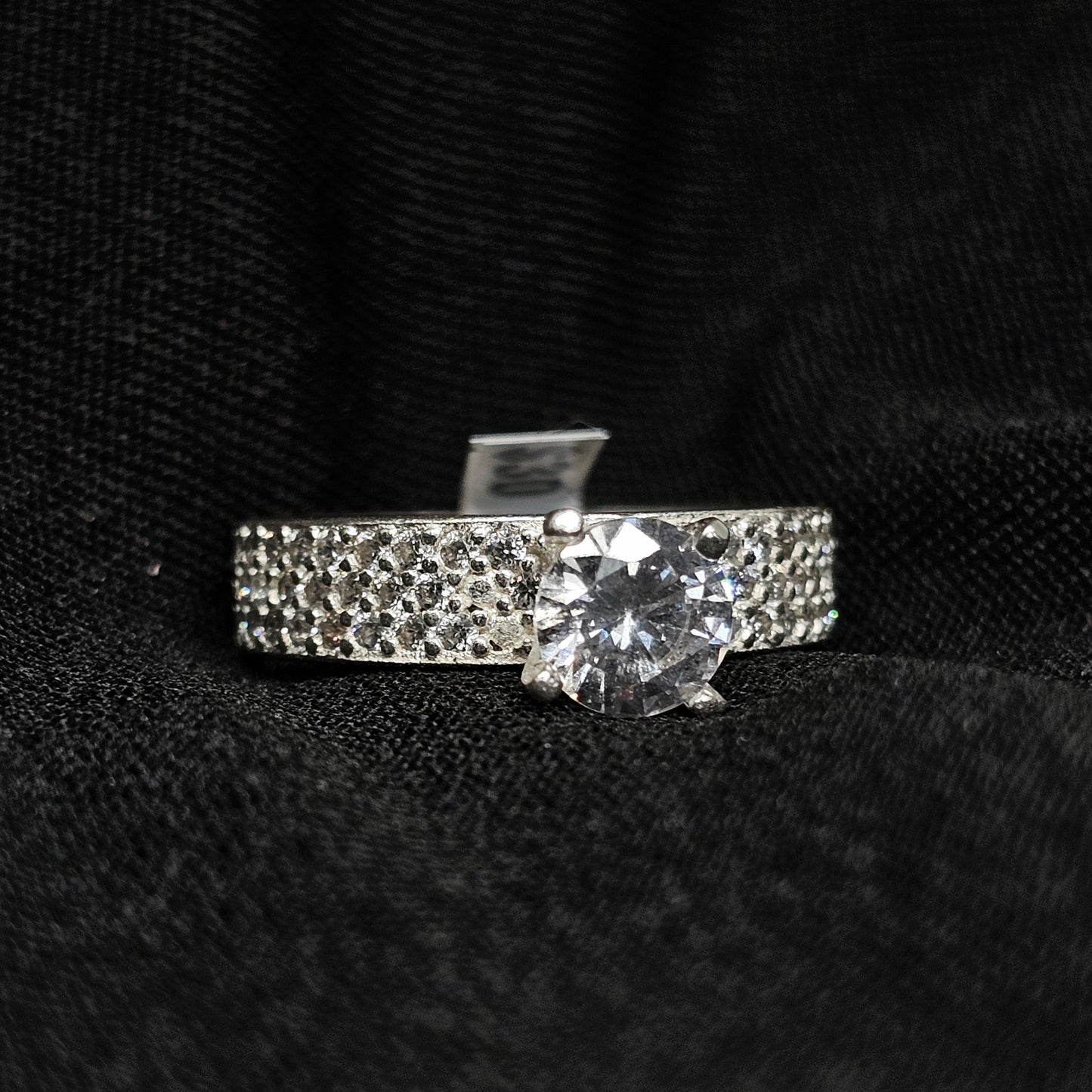 925 Silver Round CZ Engagement Ring – Size 6.5 Sparkling Band
