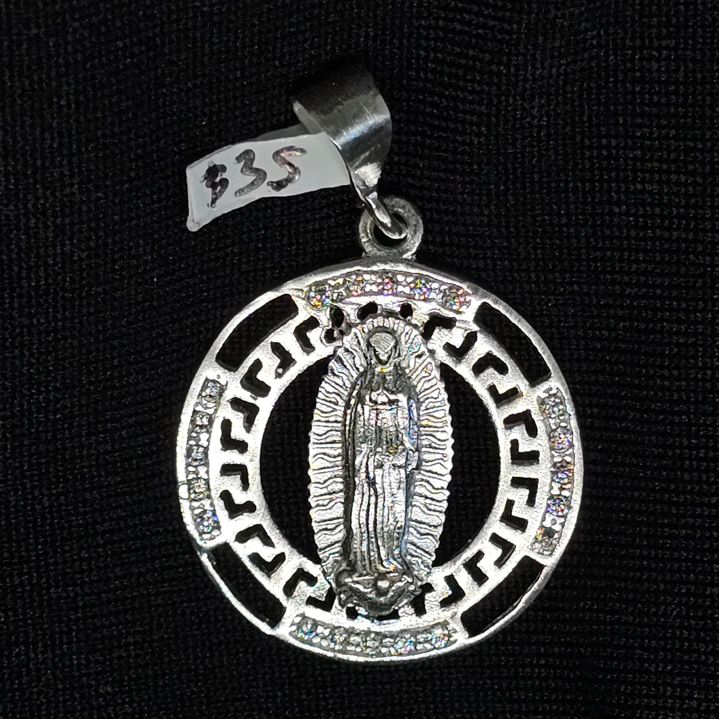 Virgen Pendant Necklace with Versace Pattern – Gold Plated