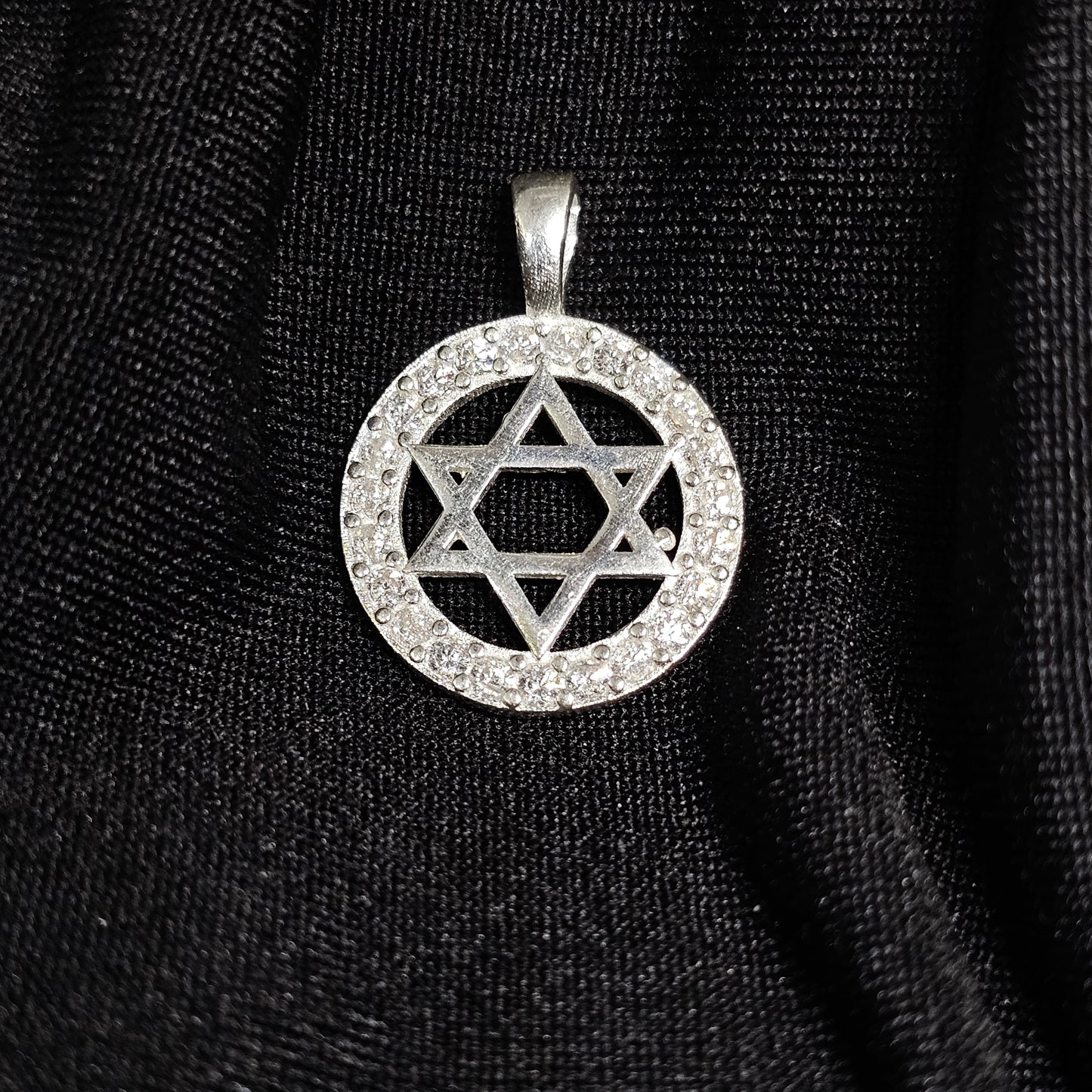 Star of David Pendant with Clear CZ Halo – Symbol of Faith and Heritage (2g)