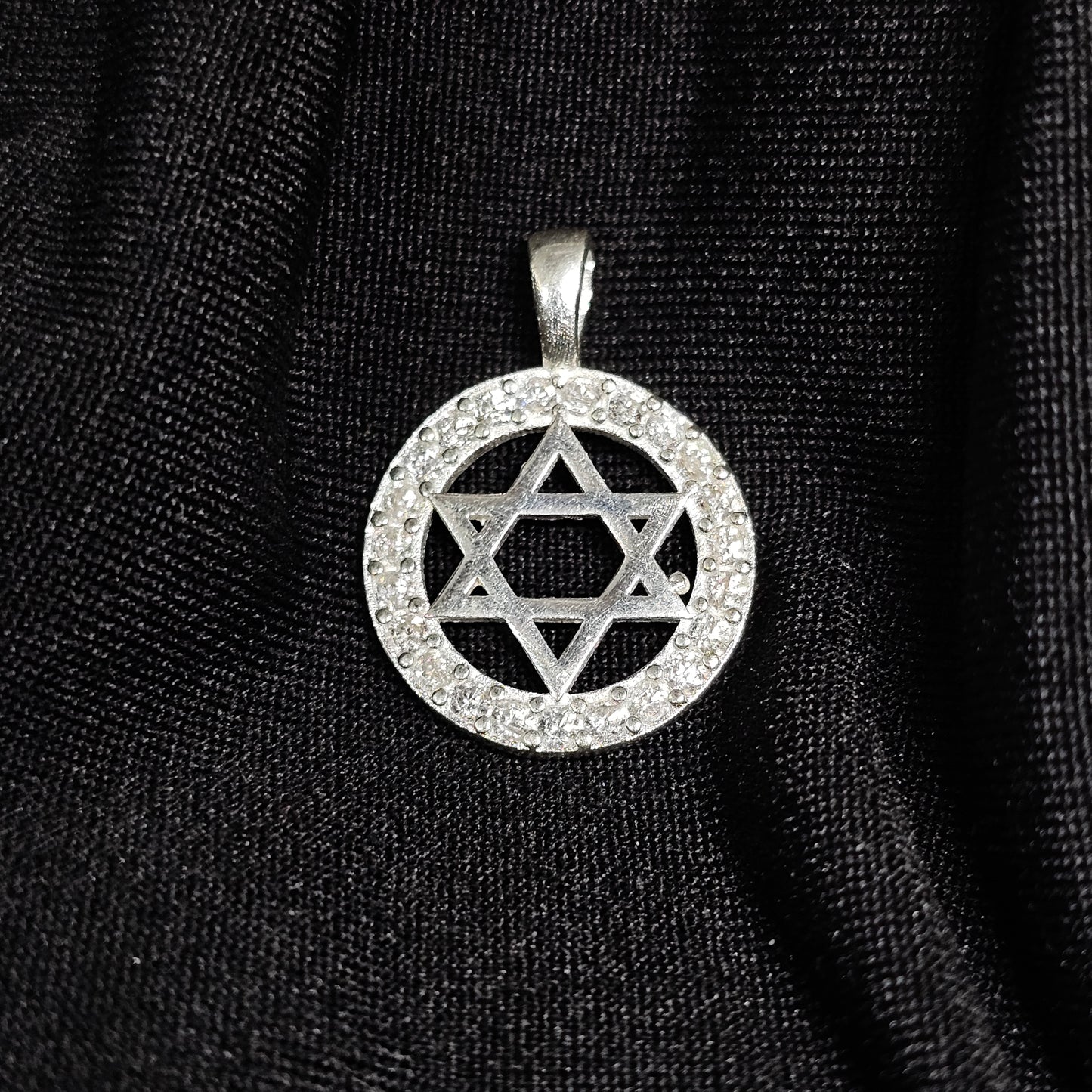 Star of David Pendant with Clear CZ Halo – Symbol of Faith and Heritage (2g)