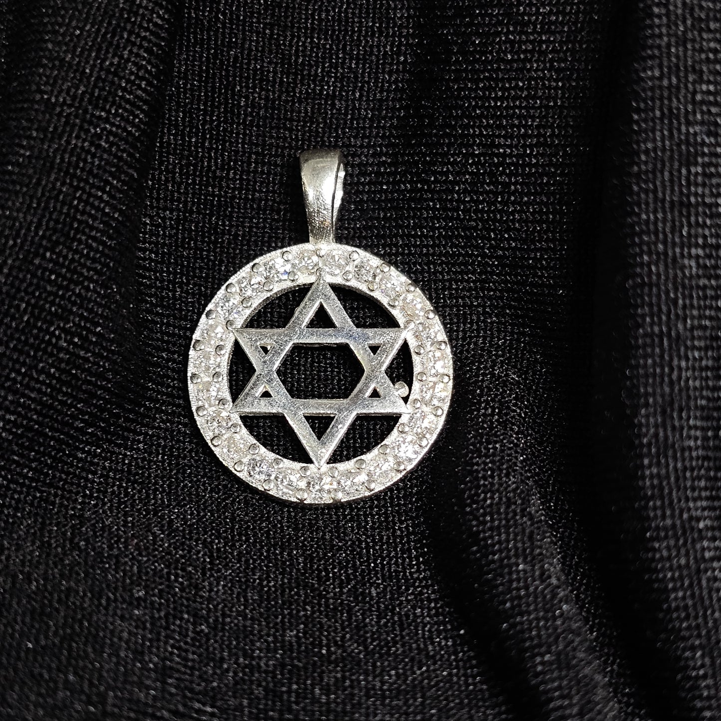 Star of David Pendant with Clear CZ Halo – Symbol of Faith and Heritage (2g)