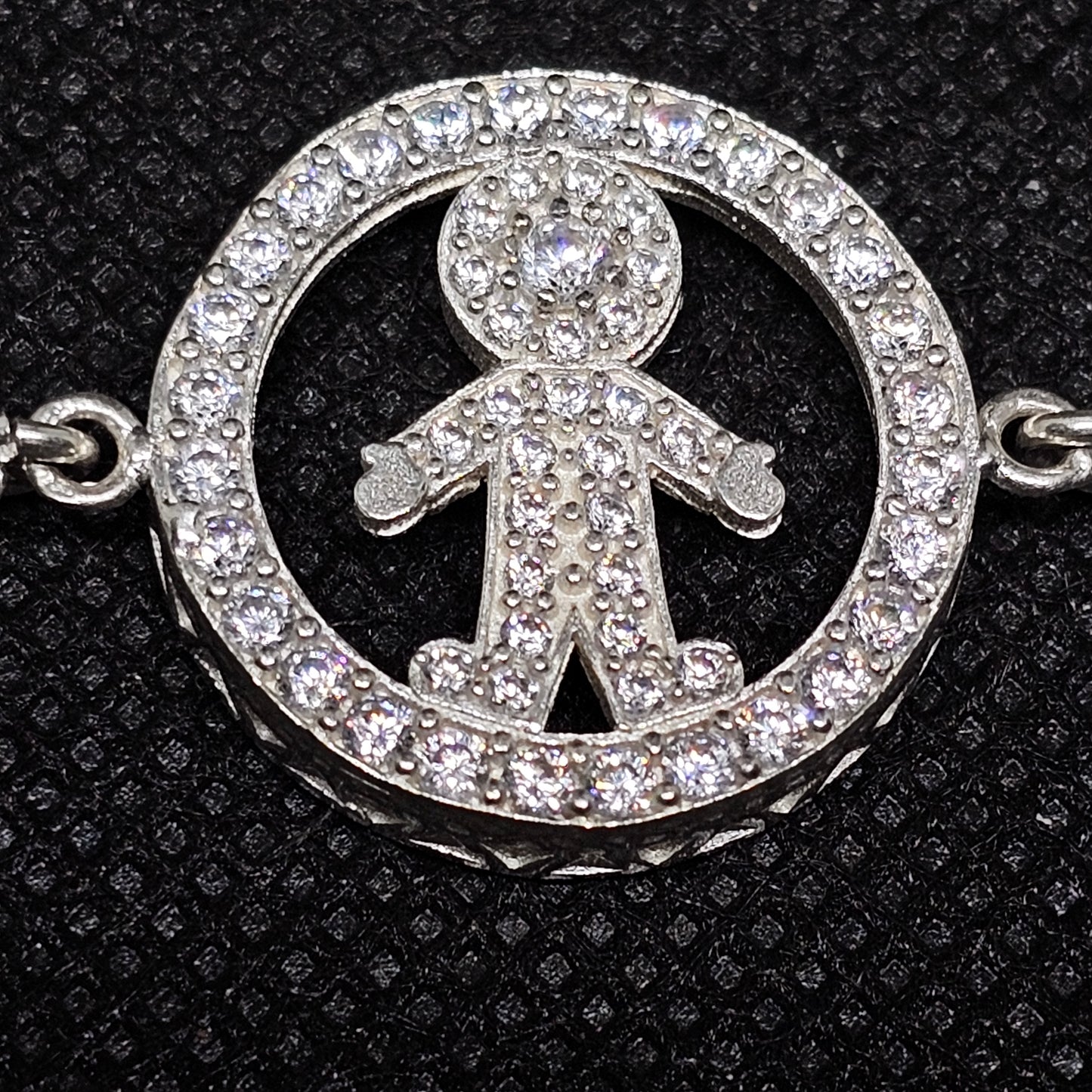 Children's Silver Circle Bracelet with Crystal Accent (5g)