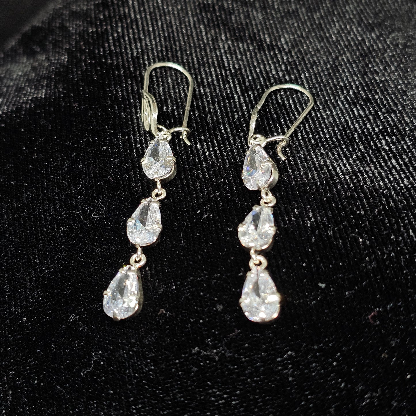 Dangle CZ Stone Silver Earrings