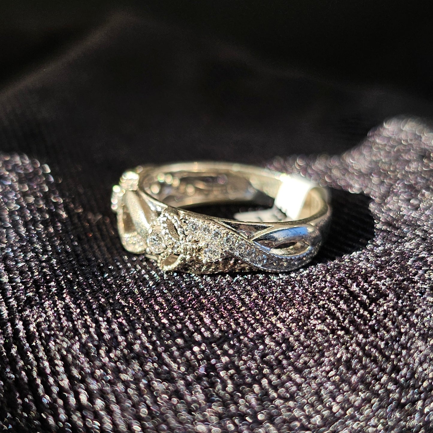 Elegant Double CZ Wave Sterling Silver Women's Ring