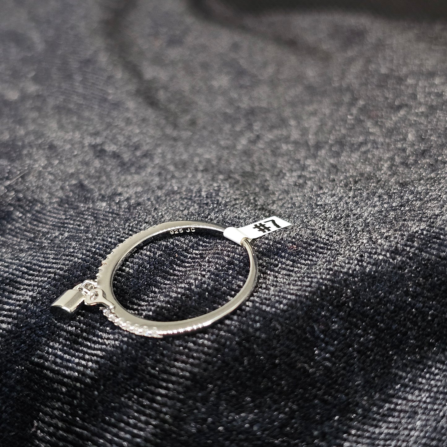 Key and Lock Dangle Silver Ring