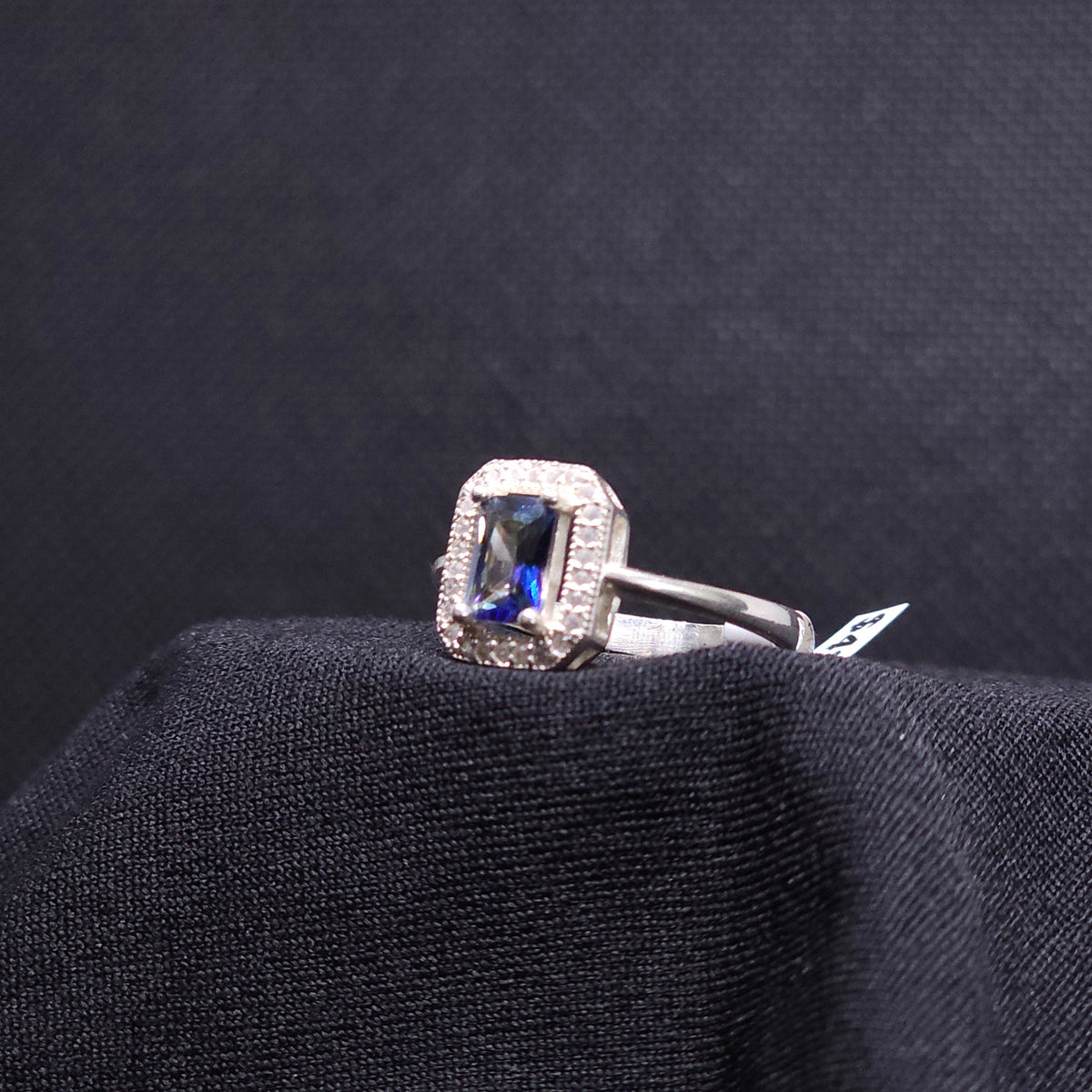 Sterling Silver Emerald-Cut Blue Ring