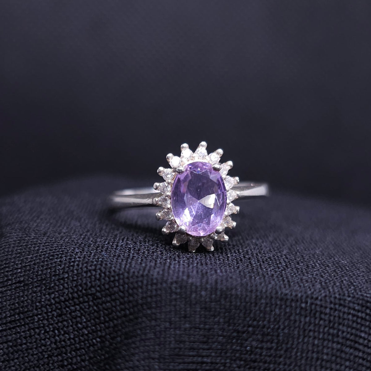 Sterling Silver Oval Purple Ring