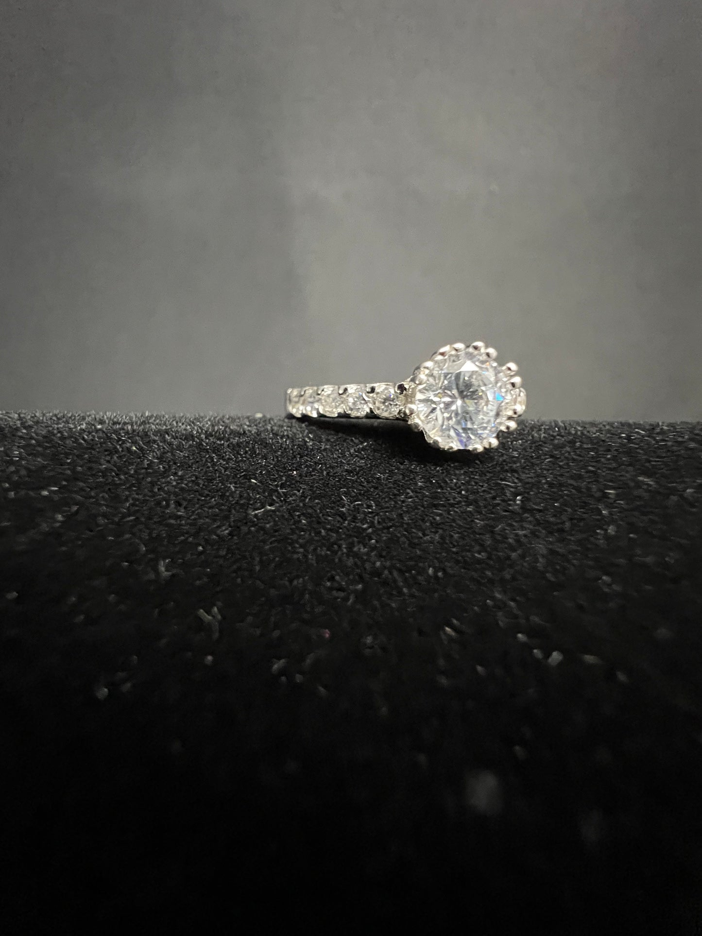 Solitaire Engagement Ring with Studded Band