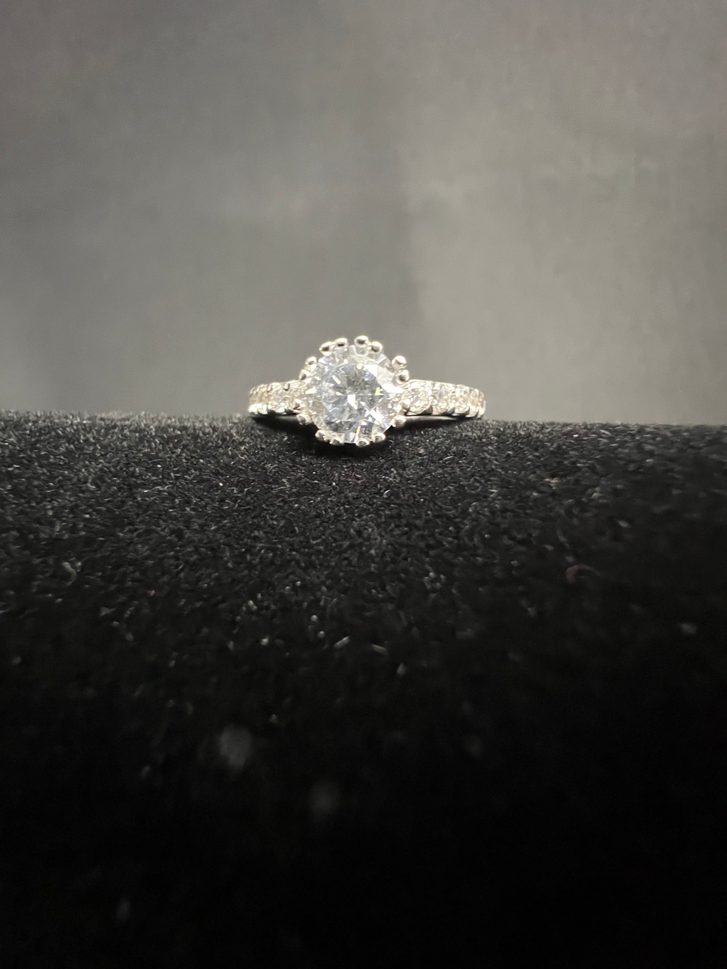 Solitaire Engagement Ring with Studded Band