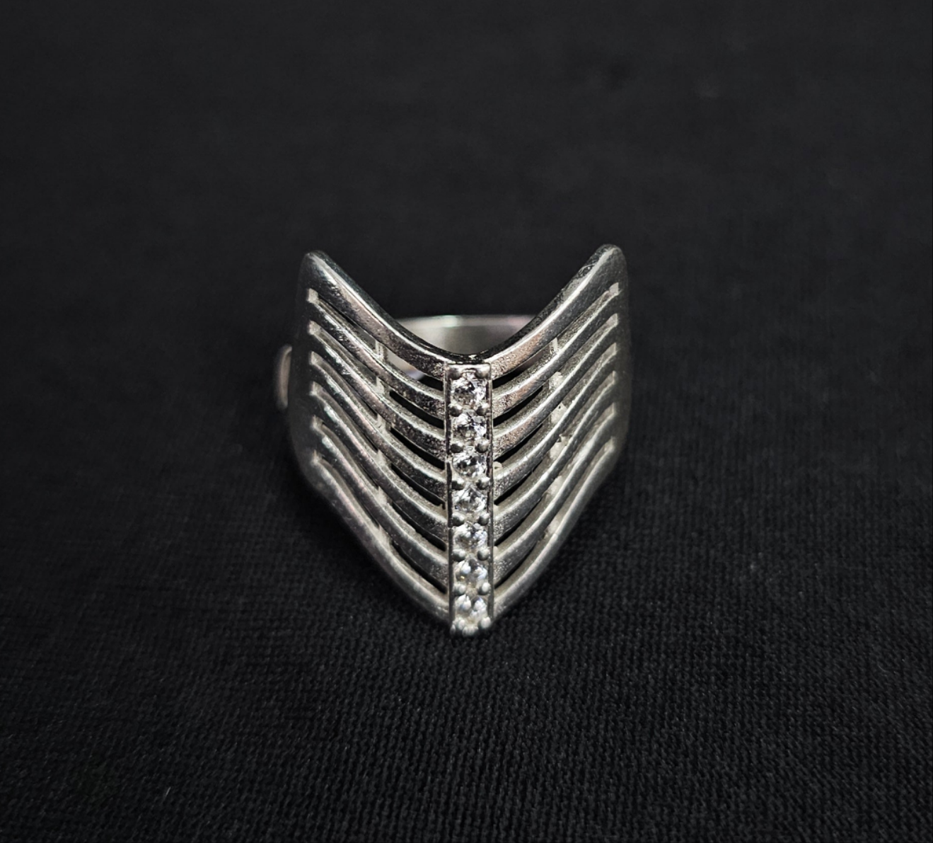 Multi Row CZ Line Ring 925 Sterling Silver