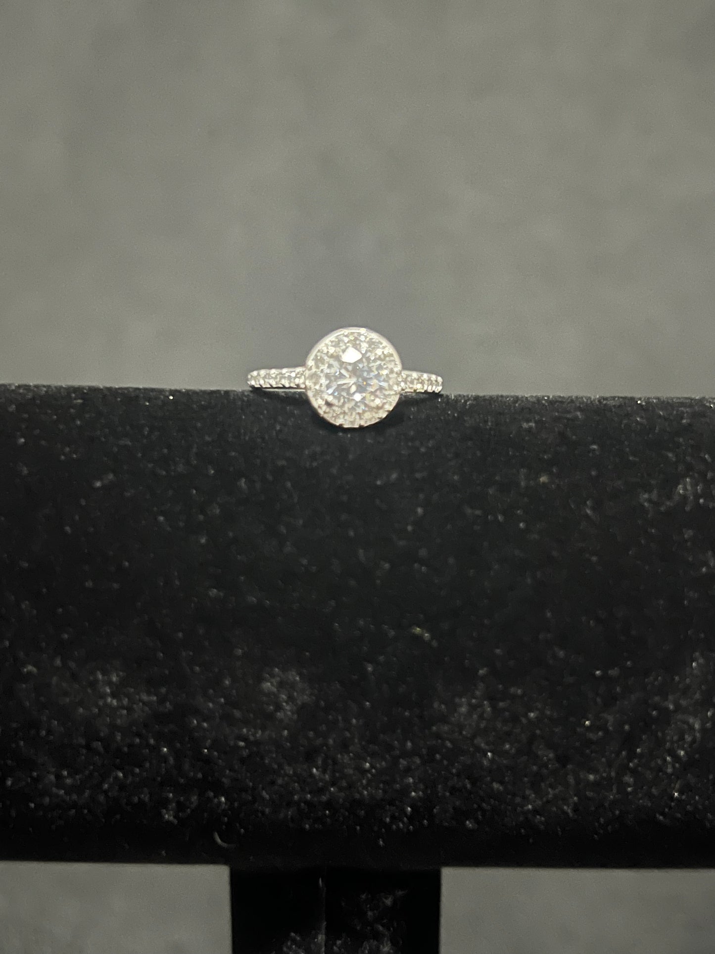 Round Halo Engagement Ring .925 Sterling Silver