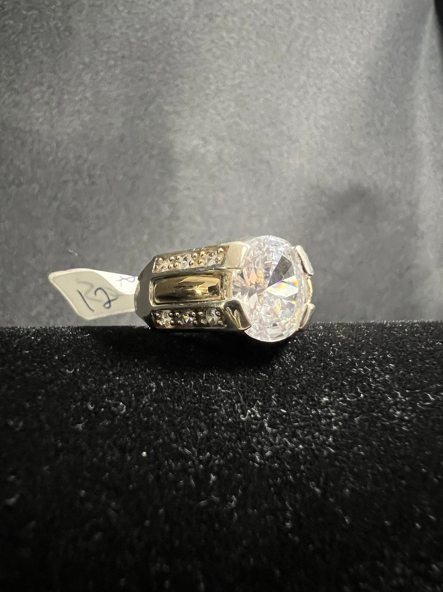 Men's Large Stud Ring with Gold Plated Band
