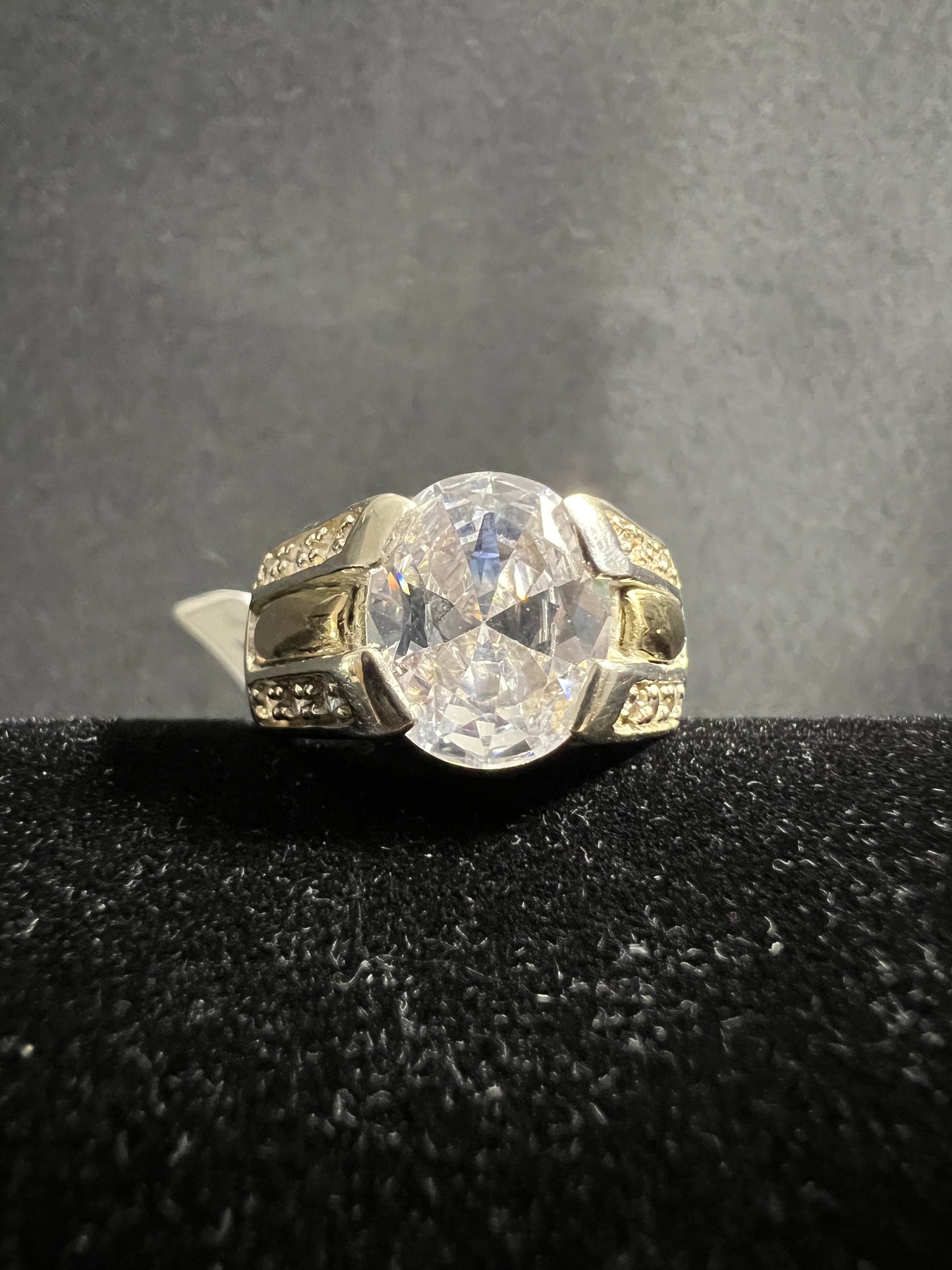 Men's Large Stud Ring with Gold Plated Band