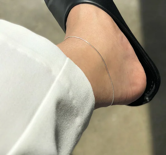 925 Sterling Silver Snake Bone Women’s Anklet