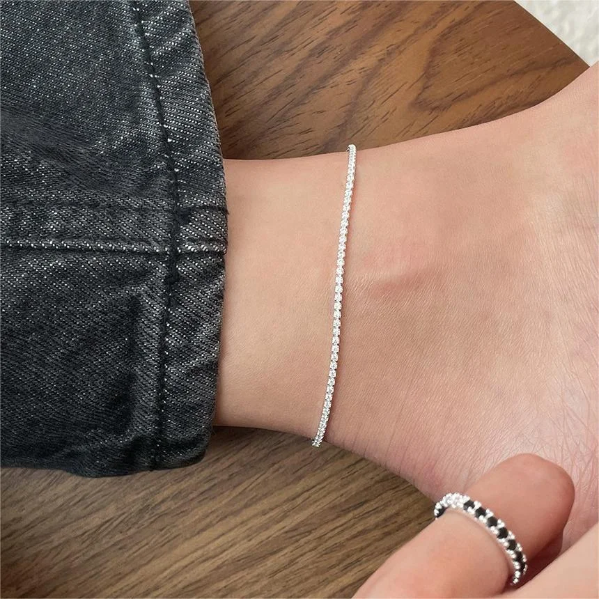 925 Sterling Silver Women's Tennis Anklet