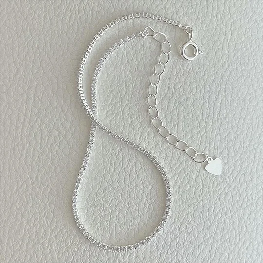 925 Sterling Silver Women's Tennis Anklet