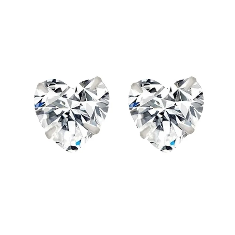 1 Pair 925 Sterling Silver Heart Shaped Ear Studs – Women’s