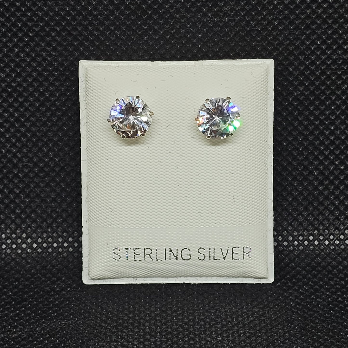 1 Pair 925 Sterling Silver Zircon Round Ear Studs – Unisex