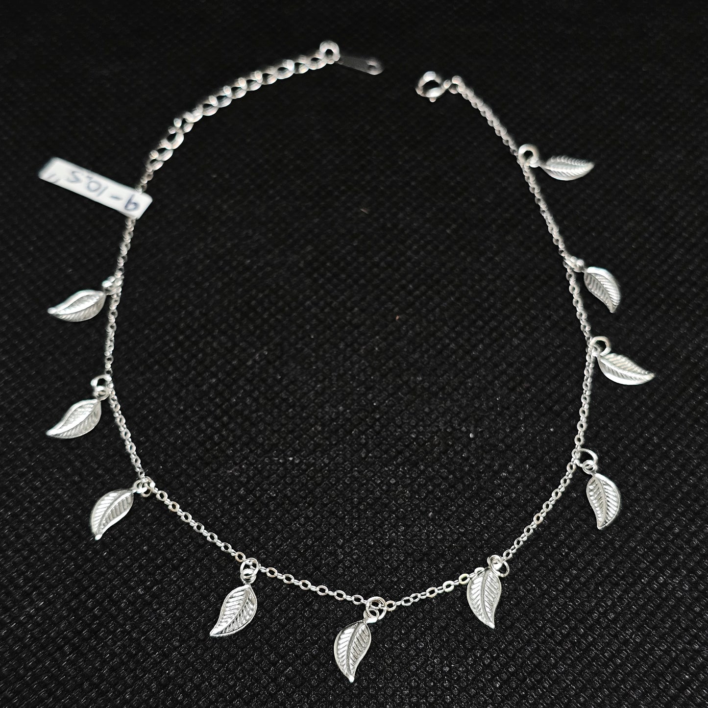 925 Sterling Silver Women Silver Leaf Anklets