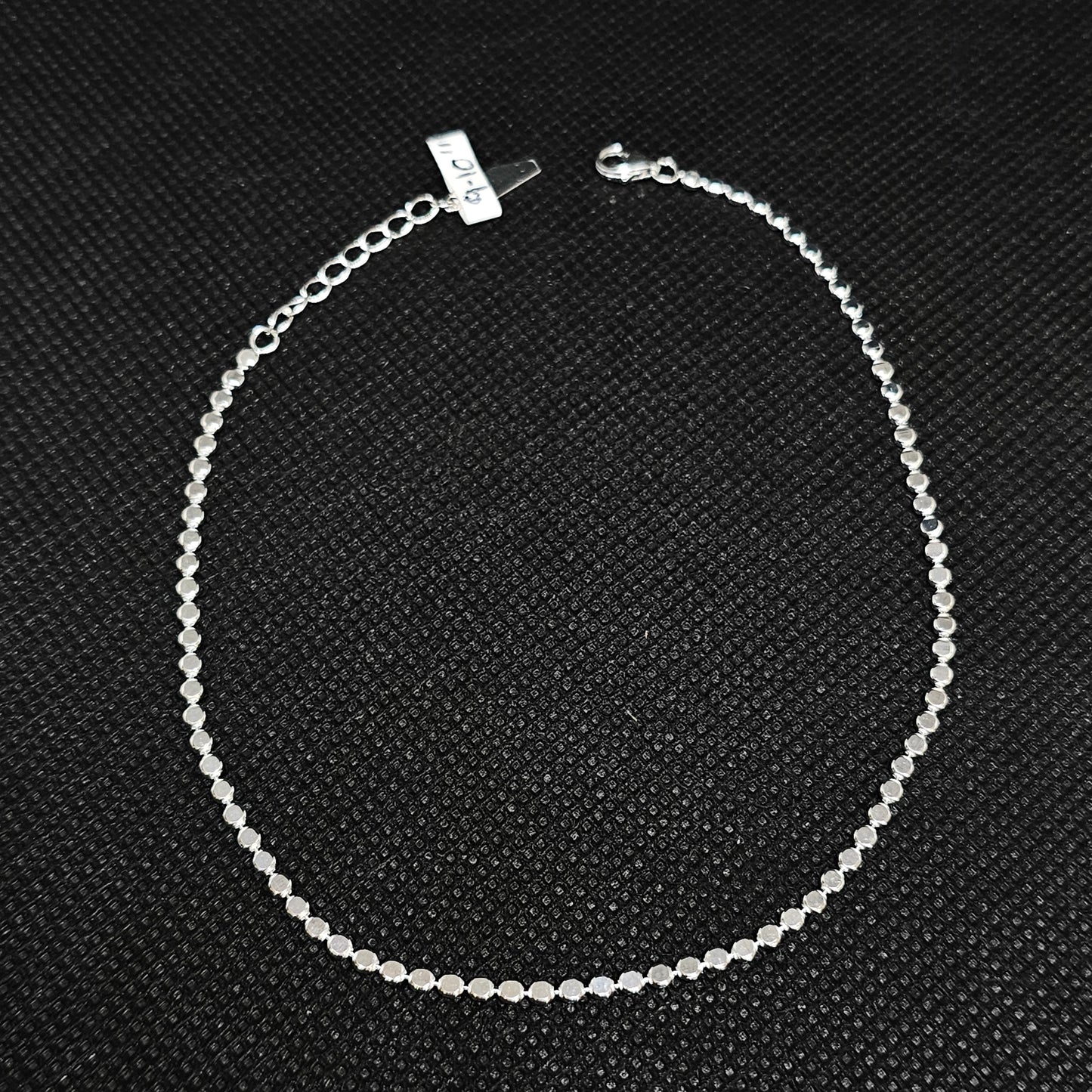 925 Sterling Silver Flat Bead Link Anklet
