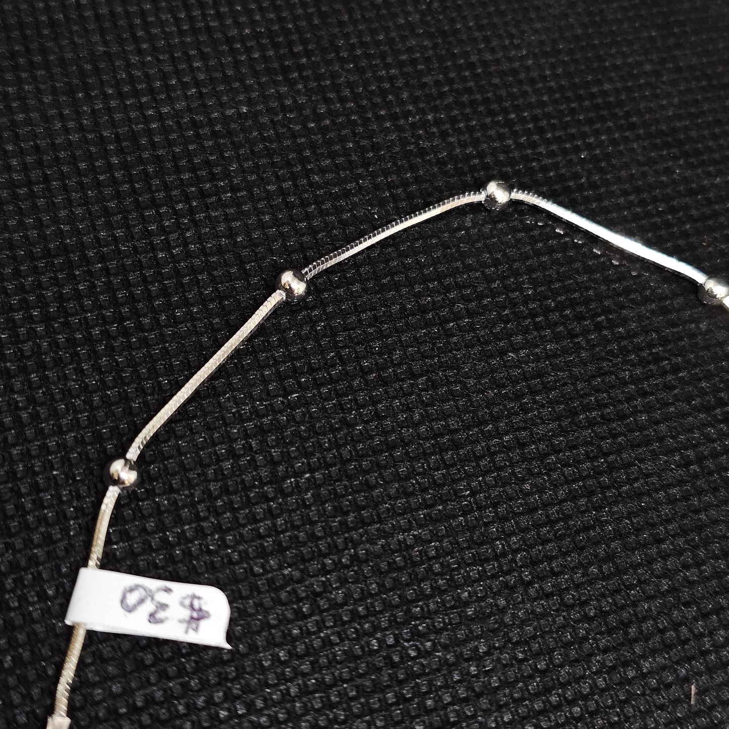 925 Sterling Silver Beaded Anklet
