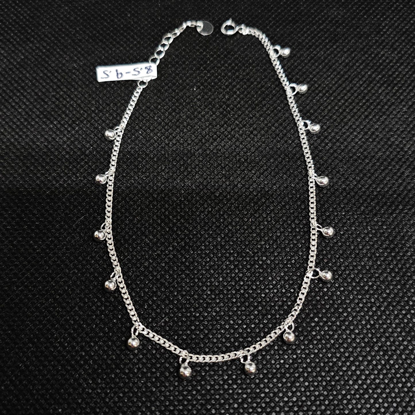 925 Sterling Silver Beaded Cuban Anklet