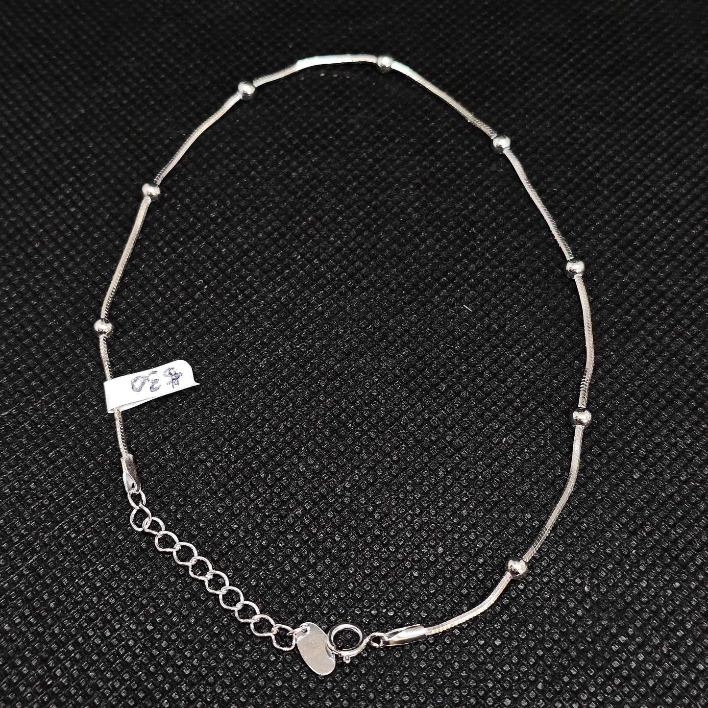 925 Sterling Silver Beaded Anklet