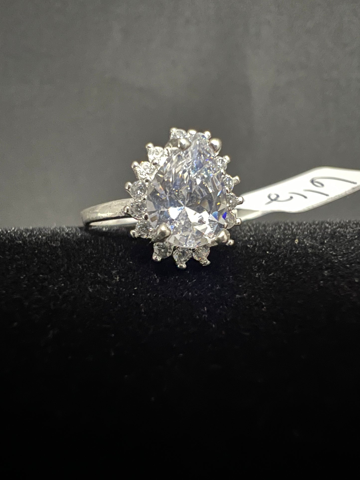Teardrop Engagement Ring 925 Sterling Silver