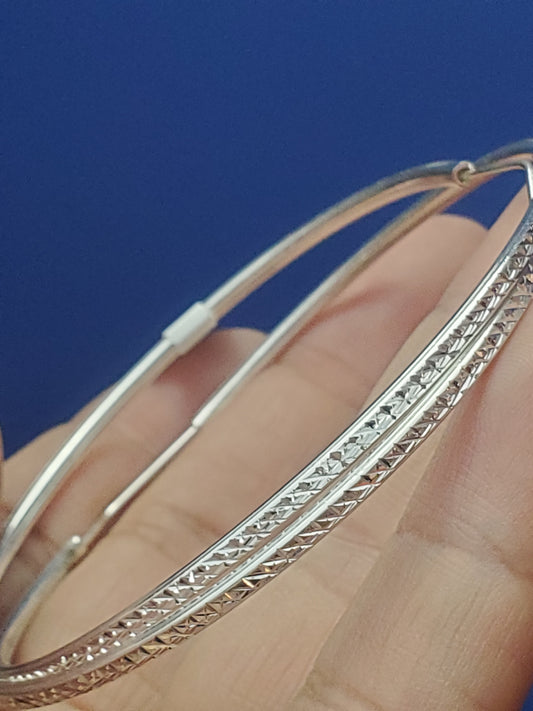 Hoop Earrings 3" .925 Sterling Silver