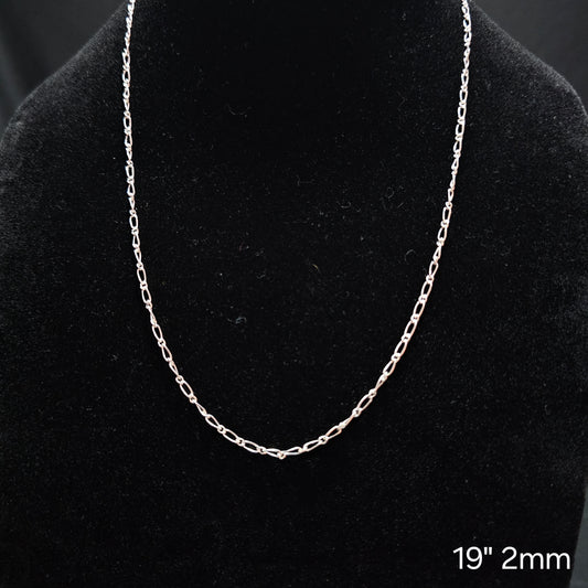 Elegant 19-inch Silver Chain Necklace, 2mm Width (Price $30)