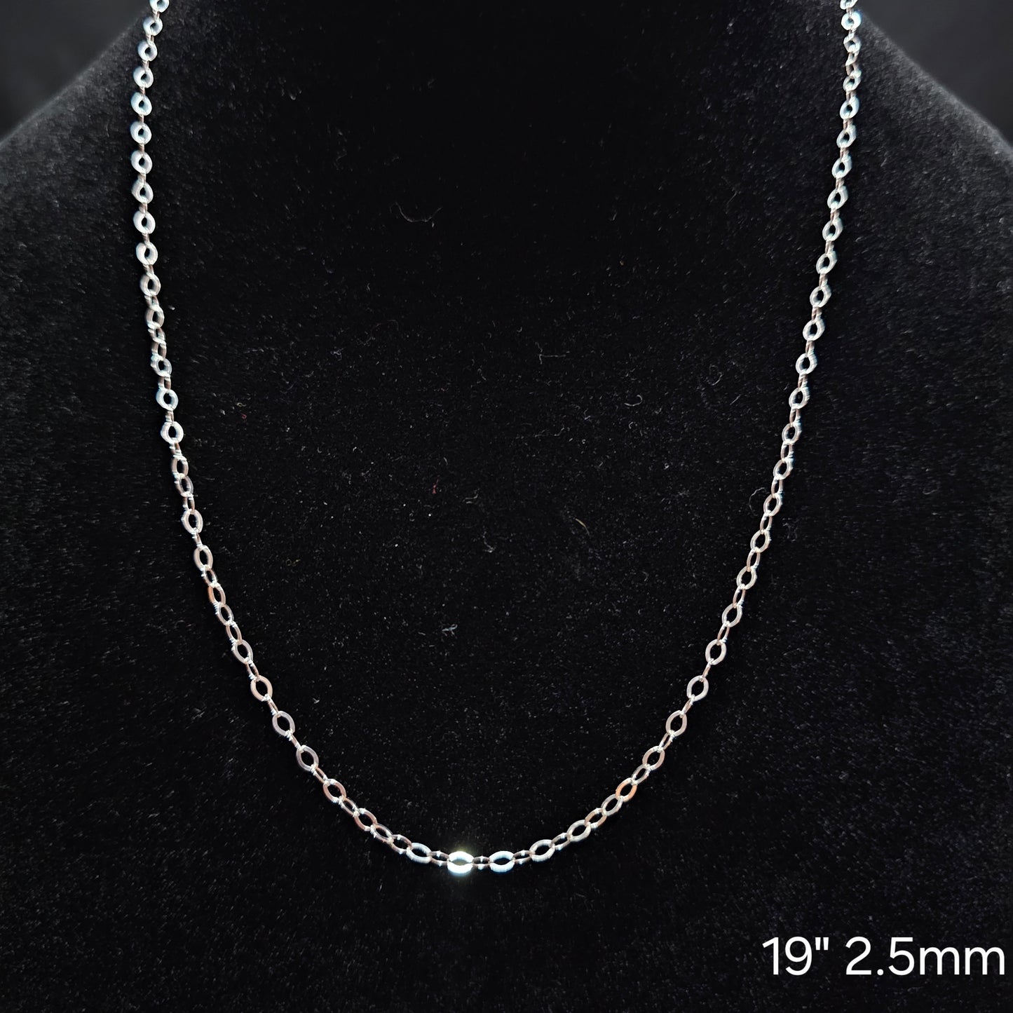 Round Link 925 Sterling Silver Chain Necklace 19" 2.5mm