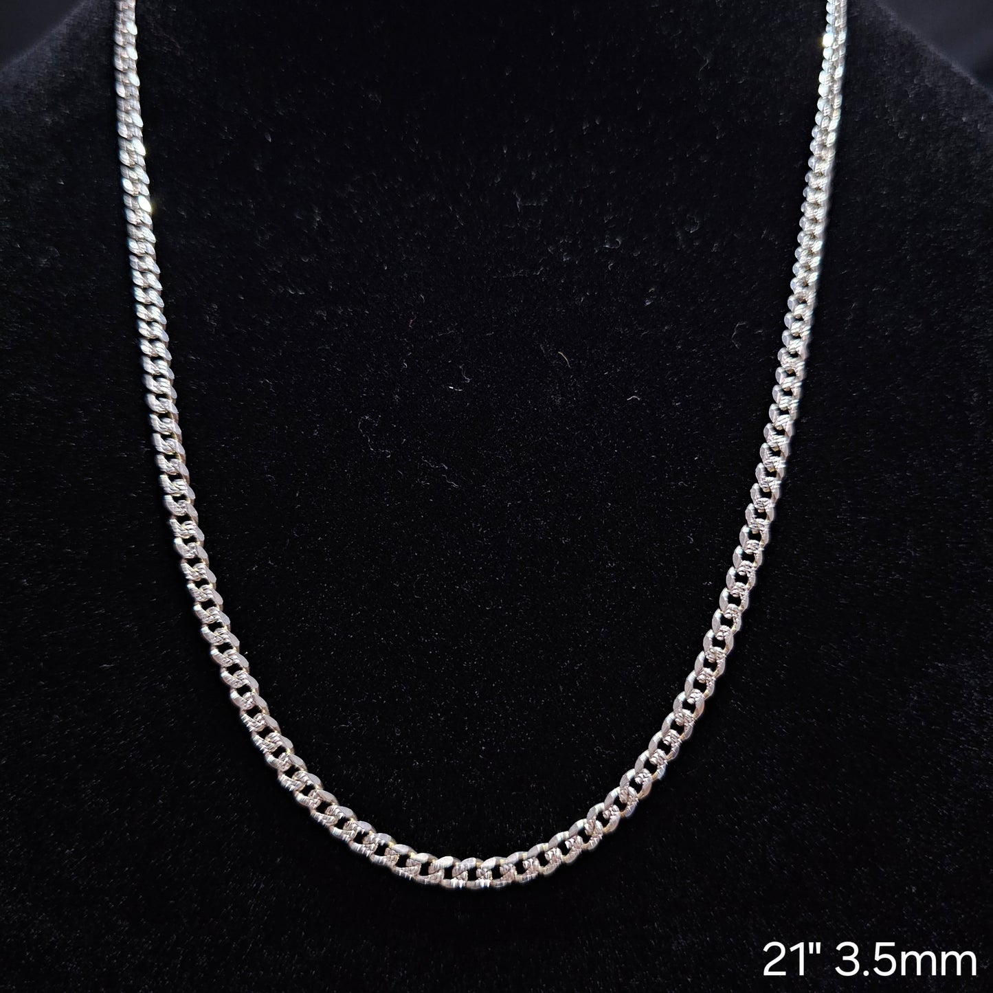 Cuban Link 925 Sterling Silver Diamond Cut Chain Necklace - 3.5mm