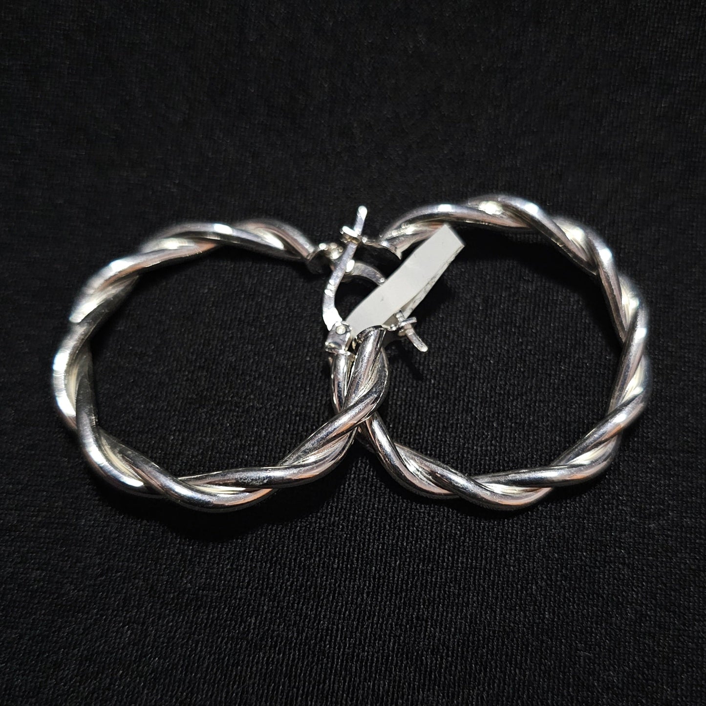 1.25" Twisted Hoop Earrings 925 Sterling Silver