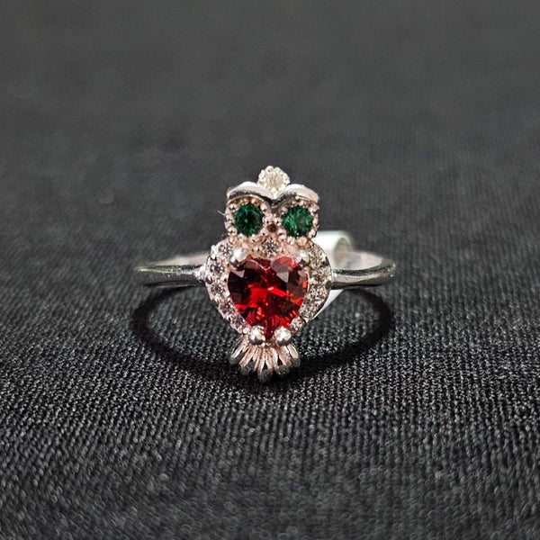 Green And Red Owl Ring 925 Sterling Silver – AK Jewelry Chi