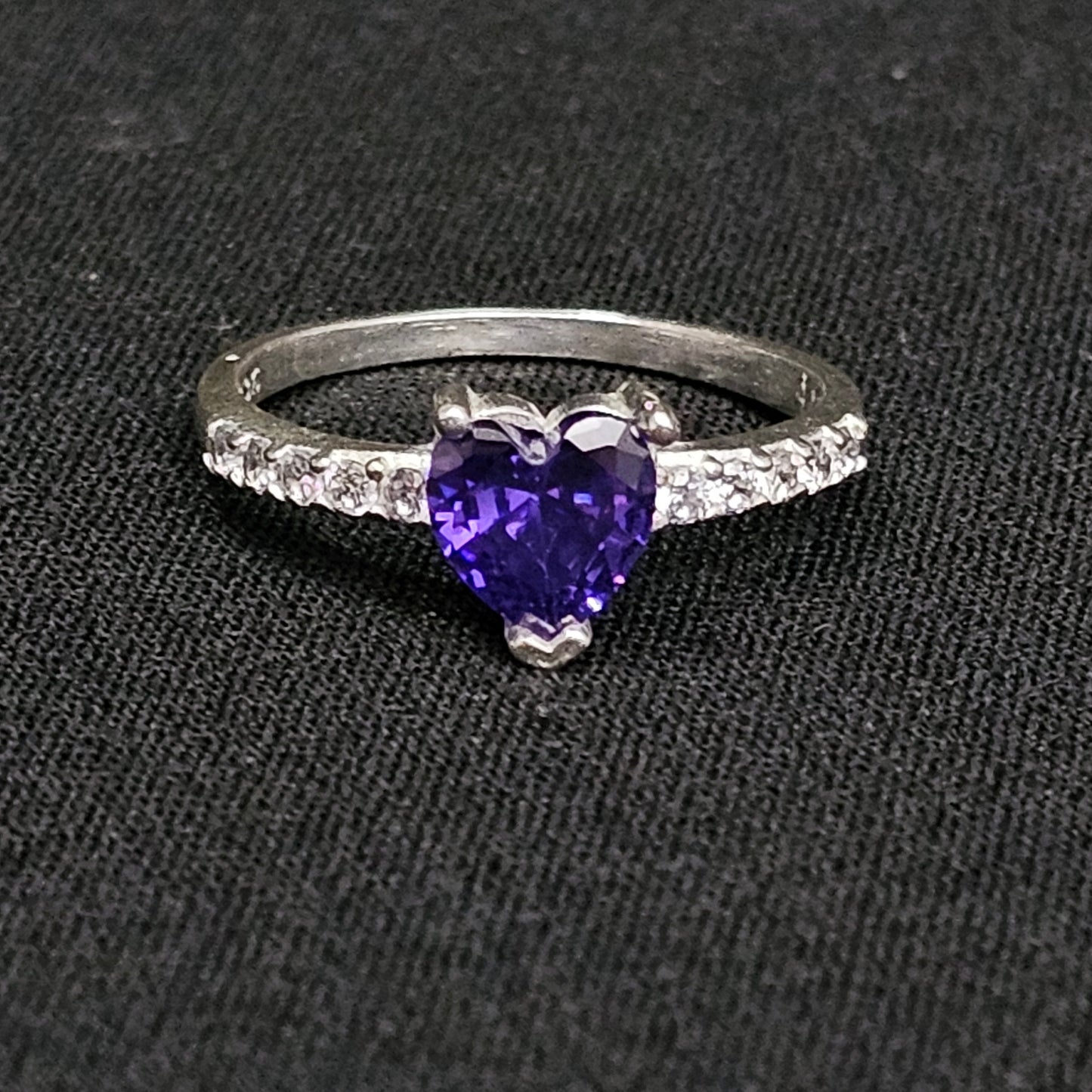 Amethyst Purple Heart Ring 925 Sterling Silver