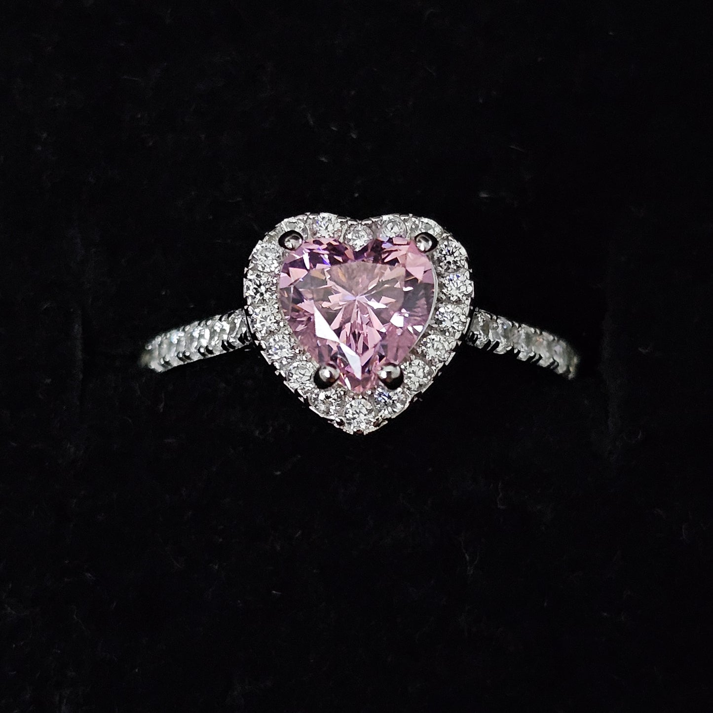 Pink Heart Ring 925 Sterling Silver