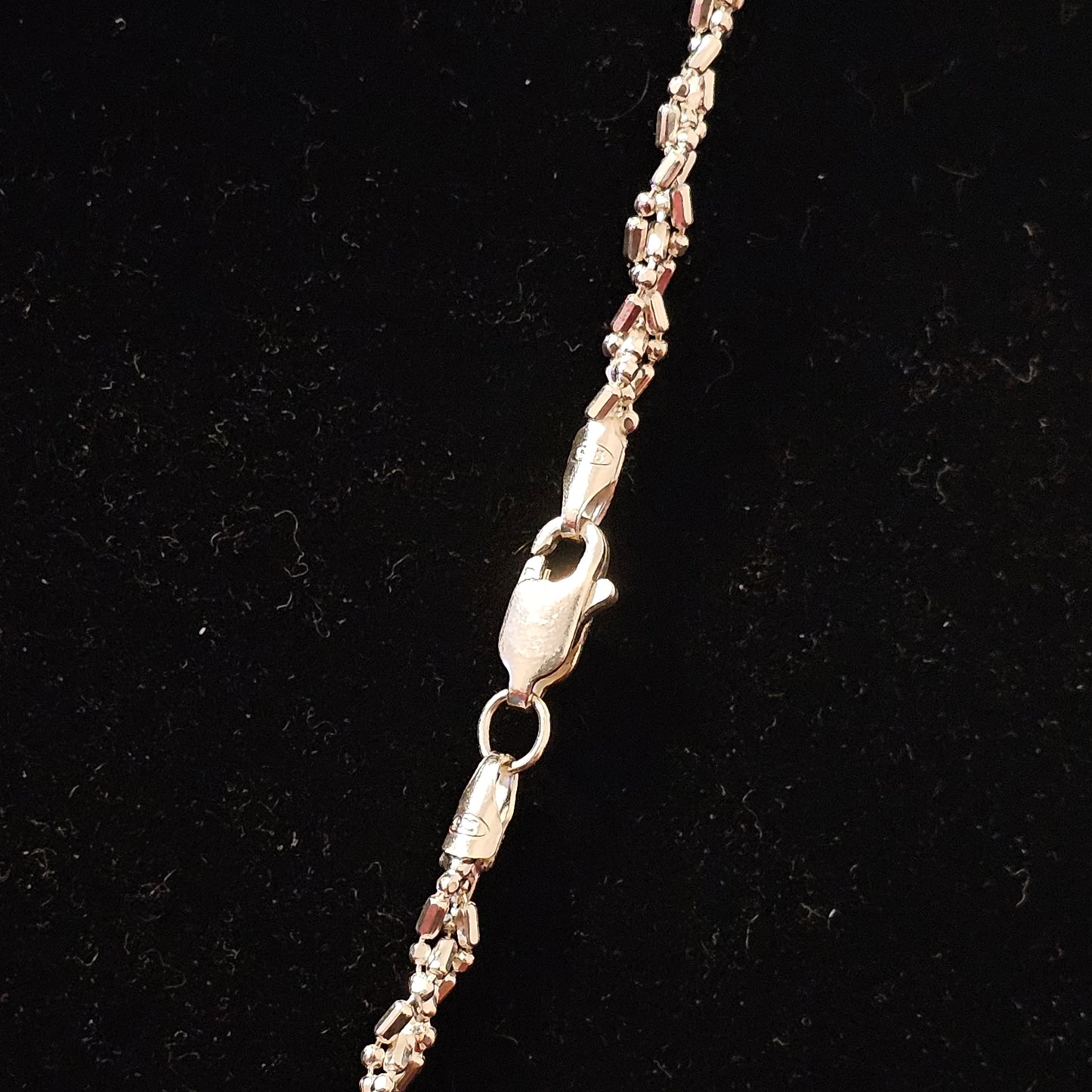 Bar Bead Ball 3 Strand Twisted Chain Link Necklace 925 Sterling Silver 21" 2mm