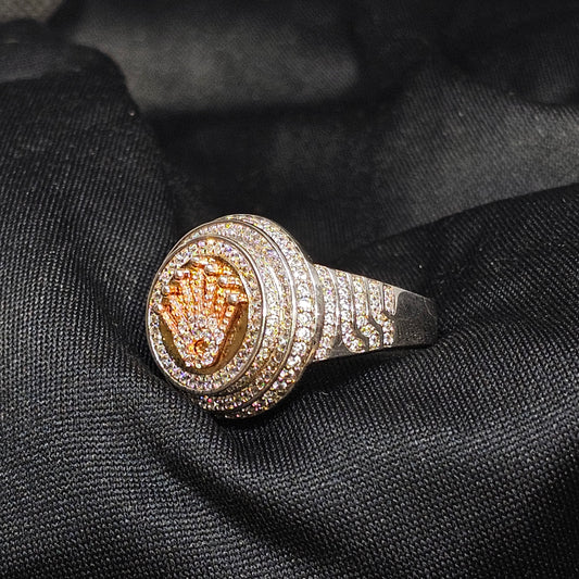 Gold Crown Iced-Out Ring for Men, Size 12, 9g, Statement Bling