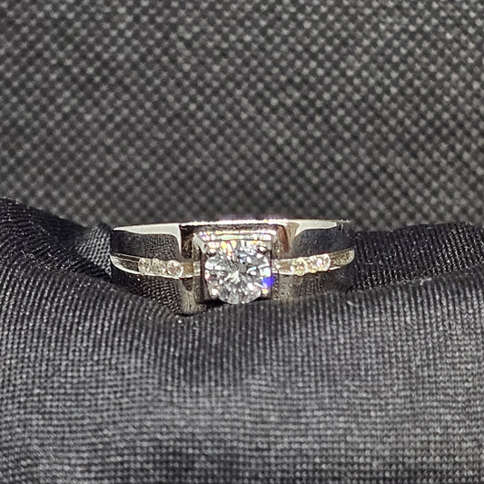 Men’s Silver Ring with CZ Center Stone – Size 9.5–11.5, 7g