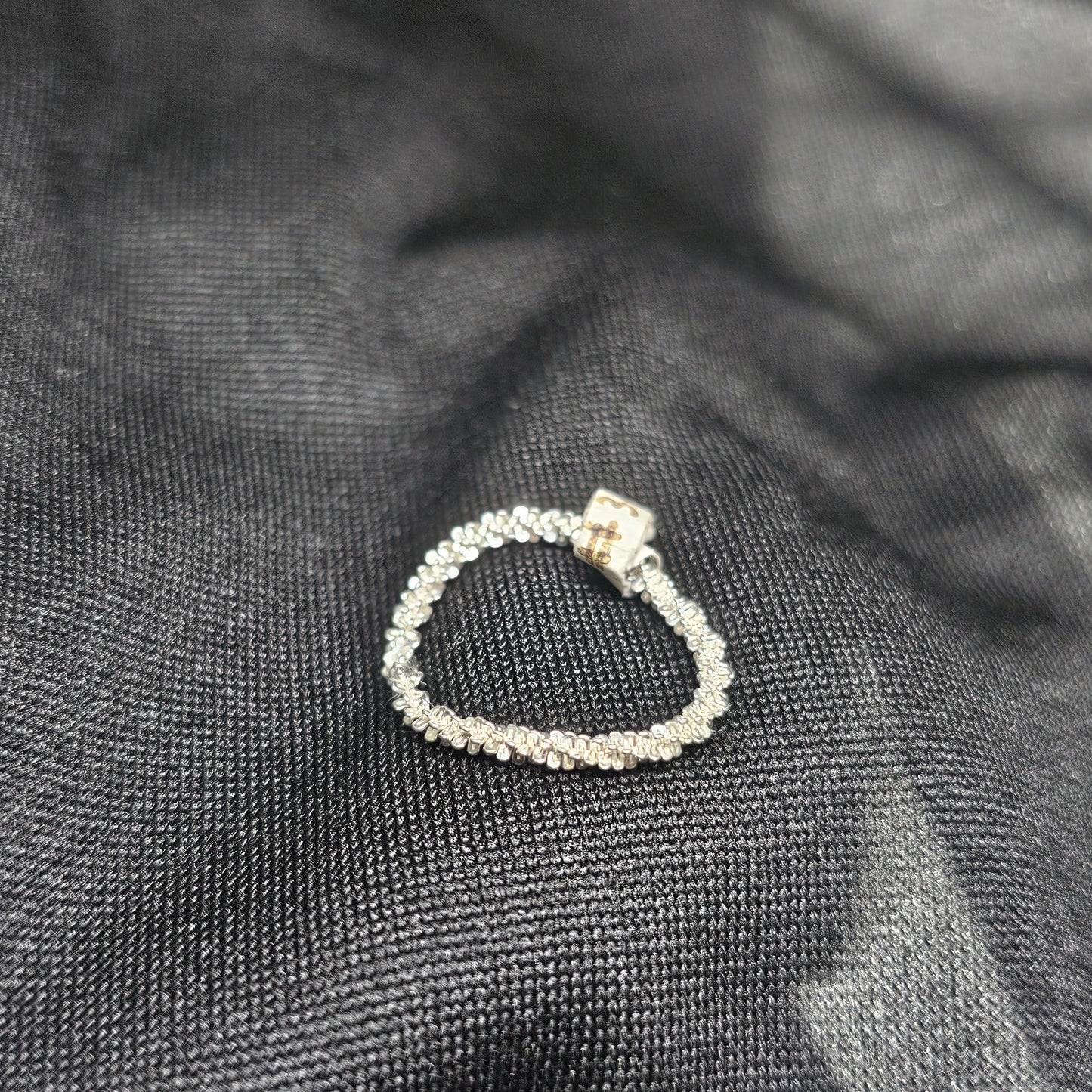 Delicate Beaded Silver Ring, Size 3, Lightweight 0.7g Jewelry