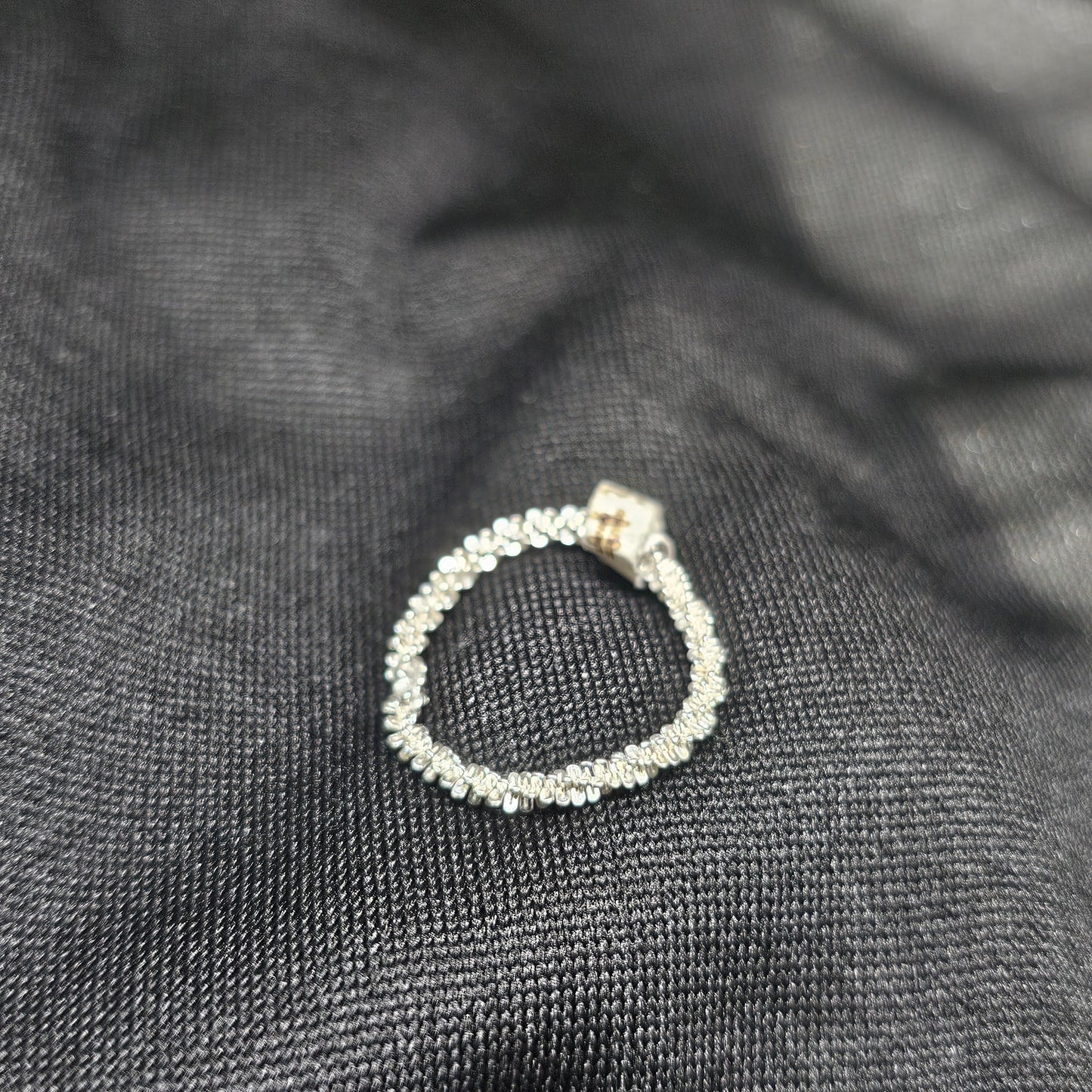 Delicate Beaded Silver Ring, Size 3, Lightweight 0.7g Jewelry